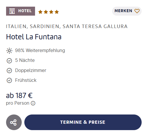 Sardinien Hotel Angebot